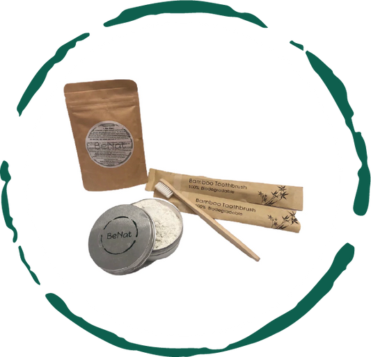Other view of BeNat Toothpowder Bundle set featuring all-natural zero-waste oral care products