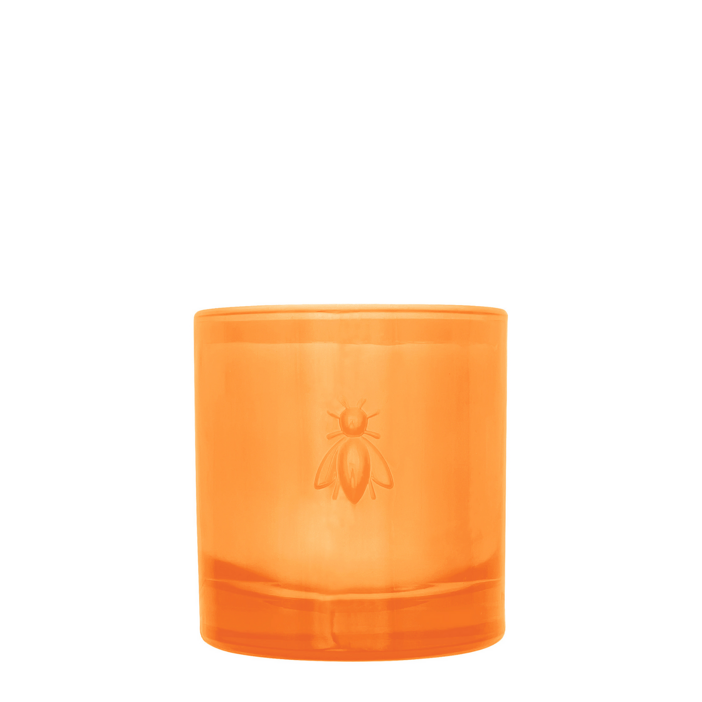 Product photograph of the La Rochère Vanilla Bee Candle in its signature pressed glass jar with bee motif