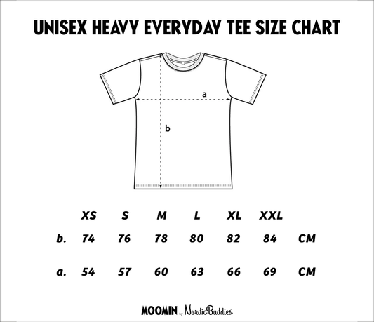 Size guide of Moomintroll's Flower T-Shirt Unisex - White