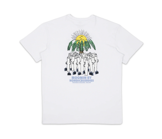 Back graphic detail of the Hattifatteners Surf Trip T-Shirt - Official Moomin illustration.