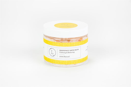 Grapefruit Bath Salts - Dead Sea Epsom and pink Himalayan soak jar | Lizush on a clean background