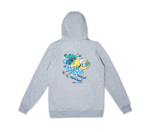 Official Moomin Hemulen grey premium unisex heavyweight cotton hoodie back view
