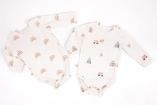 Karloova GOTS-certified organic cotton baby bodysuit with minimalist print - Rainbow - Toys