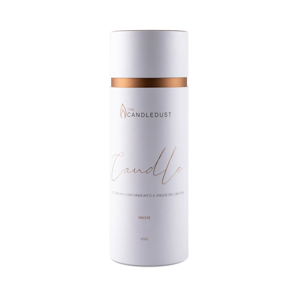 Candledust Breeze scented pearled candle sand in an eco-friendly 650g packaging tube
