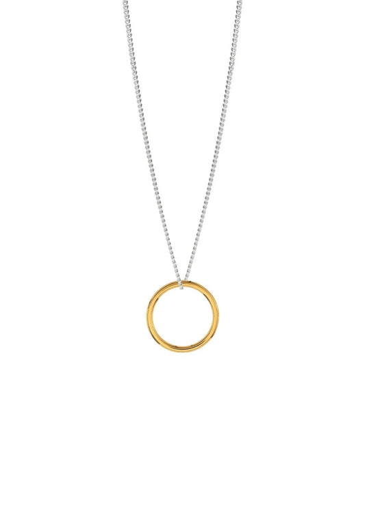 Close-up of the minimalist gold Circle Necklace on a clean white background.