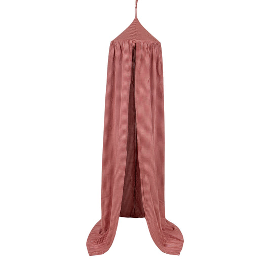 Moi Mili premium cotton canopy with pink check pattern