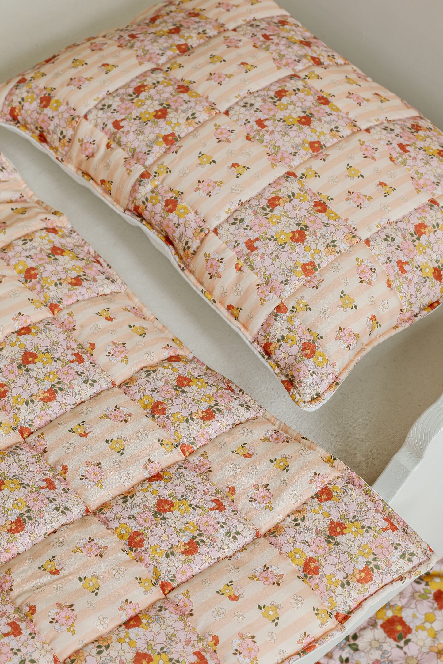 Soft breathable cotton fabric detail for the Spring Garden small baby set