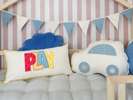 Lifestyle: Jeans cotton banner used as a durable kids room decoration