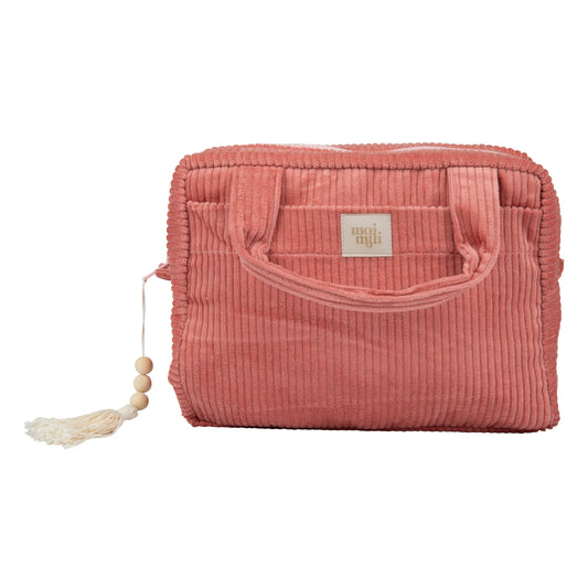 Moi Mili Make-Up Bag Set of 2 Coral - Vibrant cotton travel pouches-Large Pouch