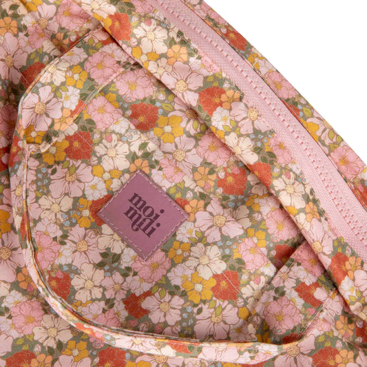 Close-up of the Green Garden nature-inspired pattern and stitching