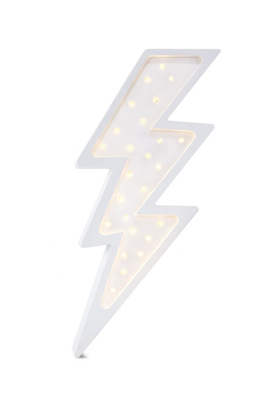 Little Lights white Bolt Lamp - Handmade wooden lightning bolt night light