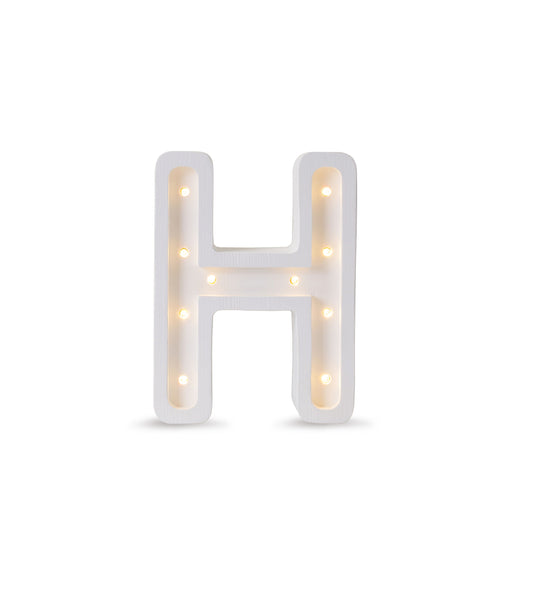 Little Lights Letter H Lamp - Personalized handmade wooden initial night light