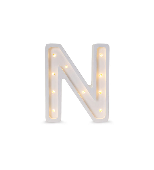 Little Lights Letter N Lamp - Personalized handmade wooden initial night light