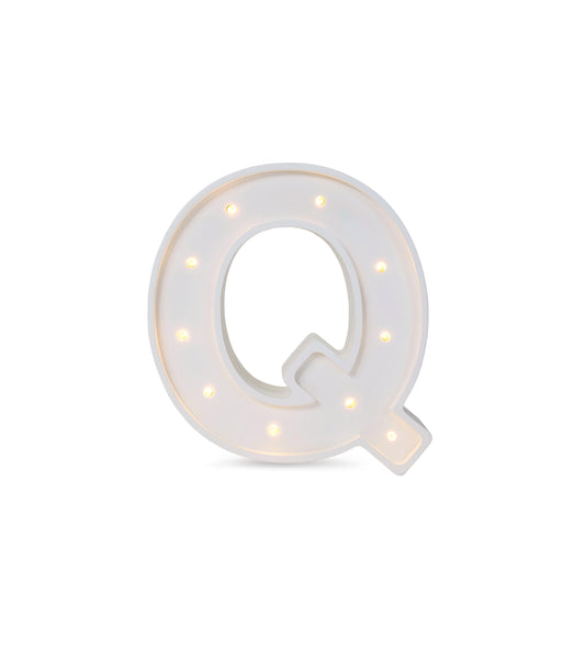 Little Lights Letter Q Lamp - Personalized handmade wooden initial night light