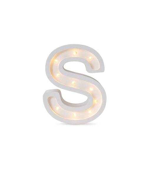Little Lights Letter S Lamp - Personalized handmade wooden initial night light