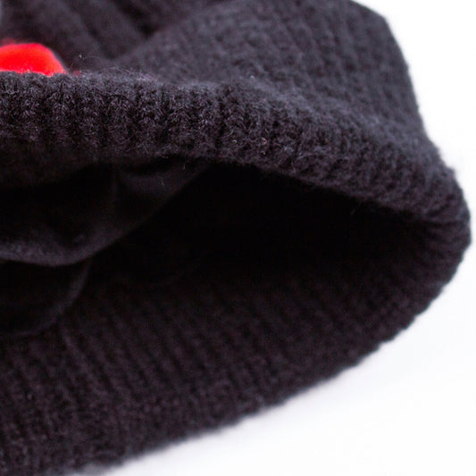 Moomin Little My black and red winter beanie for kids Detail view | Moomin by Nordicbuddies