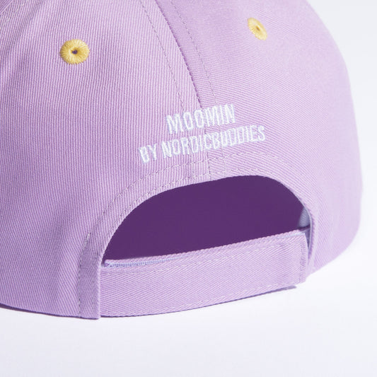 Official Moomin Snorkmaiden lavender and turquoise kids flat cap back view