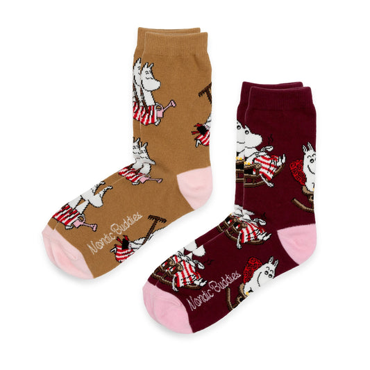 Front view of Moominmamma's Errands women's sock gift box set by Nordicbuddies