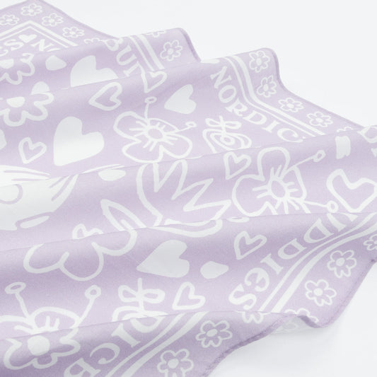 Detailed close-up of Little My design pattern on scarf | Moomin by Nordicbuddies