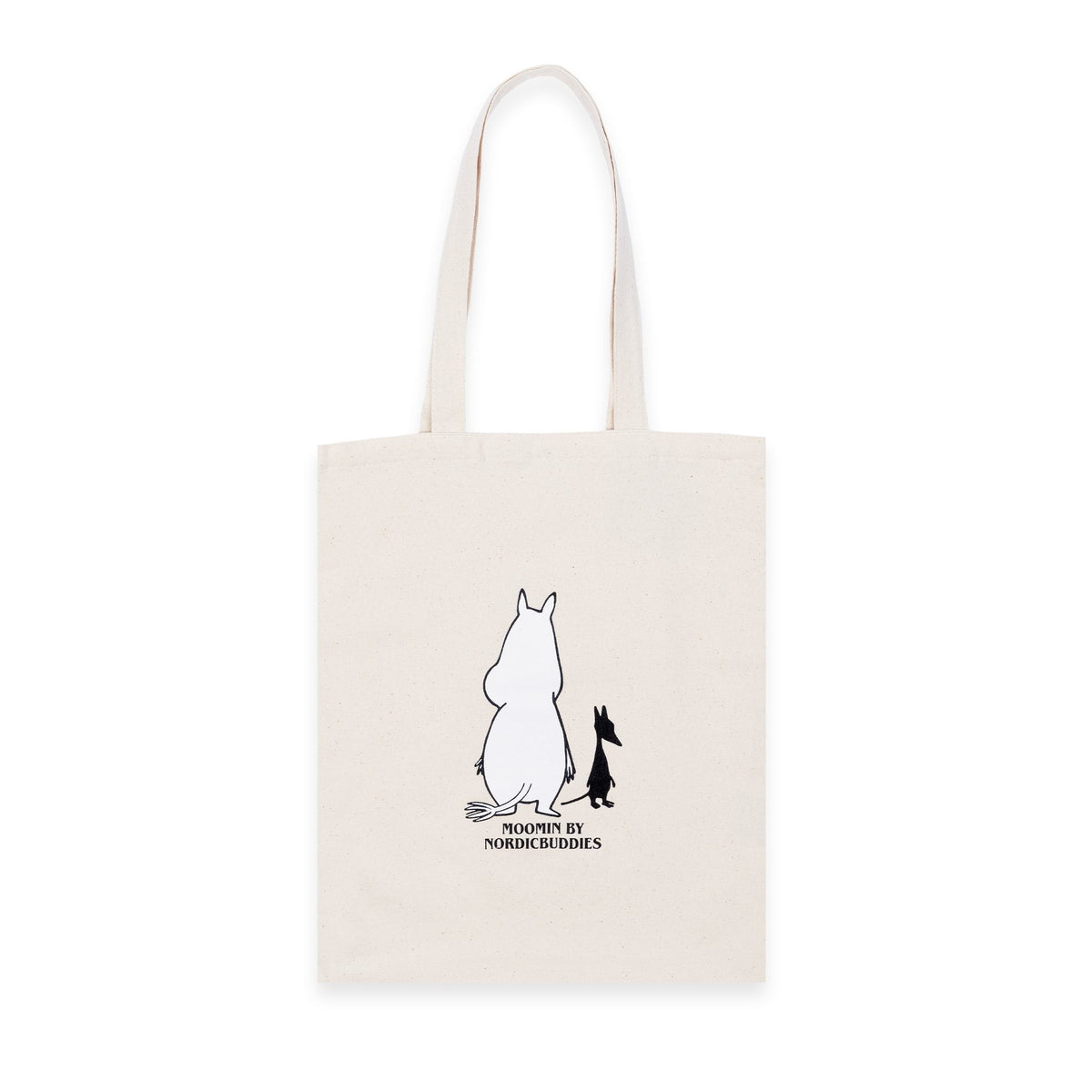 Back view of the white Moomintroll Canvas Tote Bag on a clean background