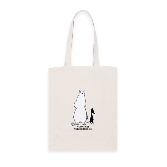 Back view of the white Moomintroll Canvas Tote Bag on a clean background