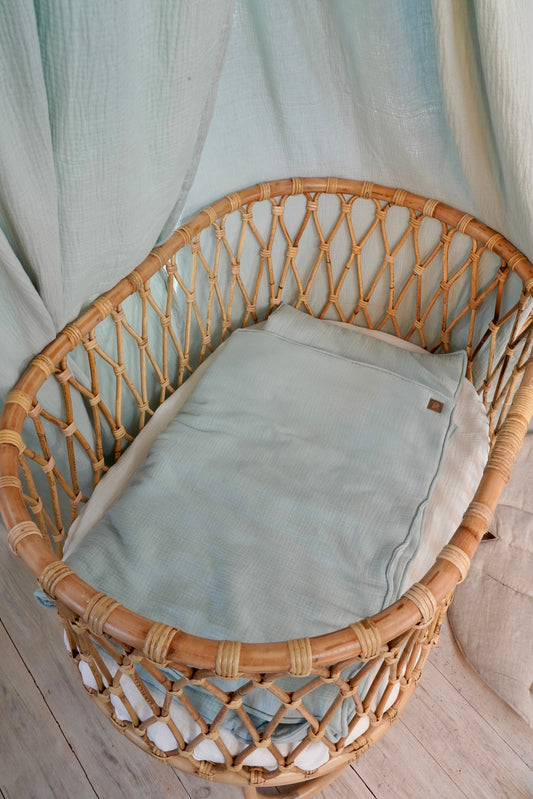 Handmade in Poland: OEKO-TEX Mint muslin bedding set for boys and girls
