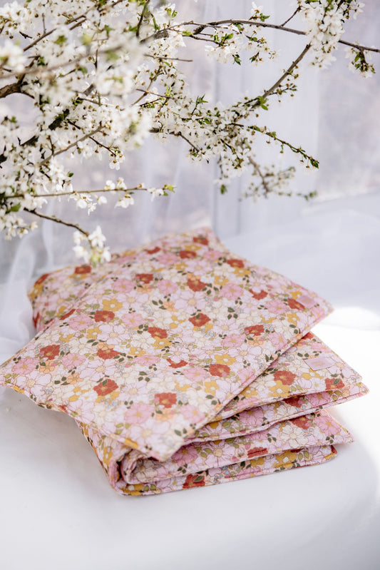 Delicate Spring Garden floral print on breathable double-layer muslin