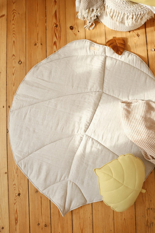 Handmade in Poland: OEKO-TEX certified Sand linen playmat for nursery
