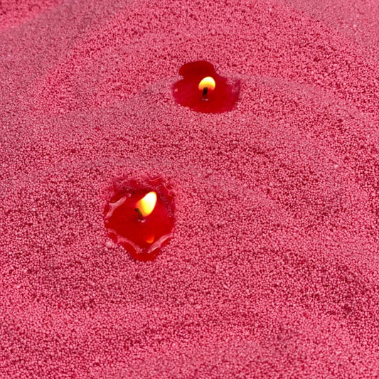 Close-up of vibrant Blush Vintage vegetable wax pearls texture