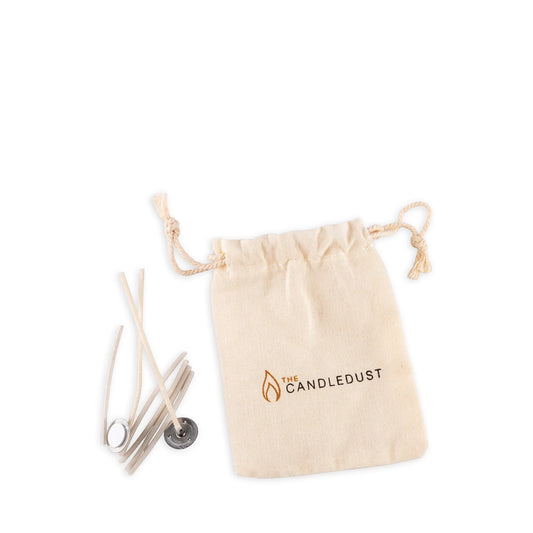 Sustainable unscented colored powder wax kit with 5 wicks
