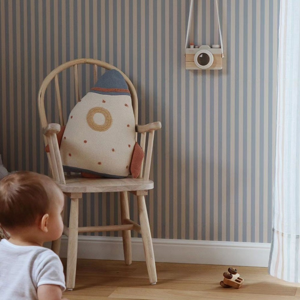 Simple Vintage Stripes Wallpaper - Beige And Blue
