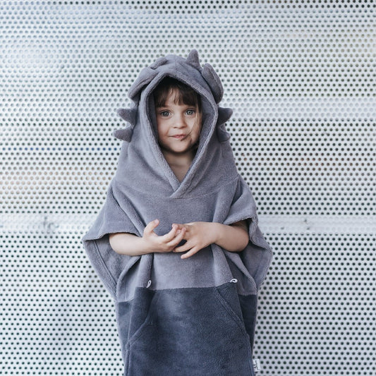 Surfdragon Absorbent bamboo-cotton surf animal hooded towel - Grey
