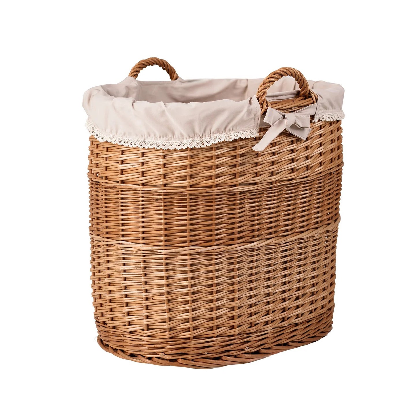 Side view Large Celia wicker storage basket for home organization