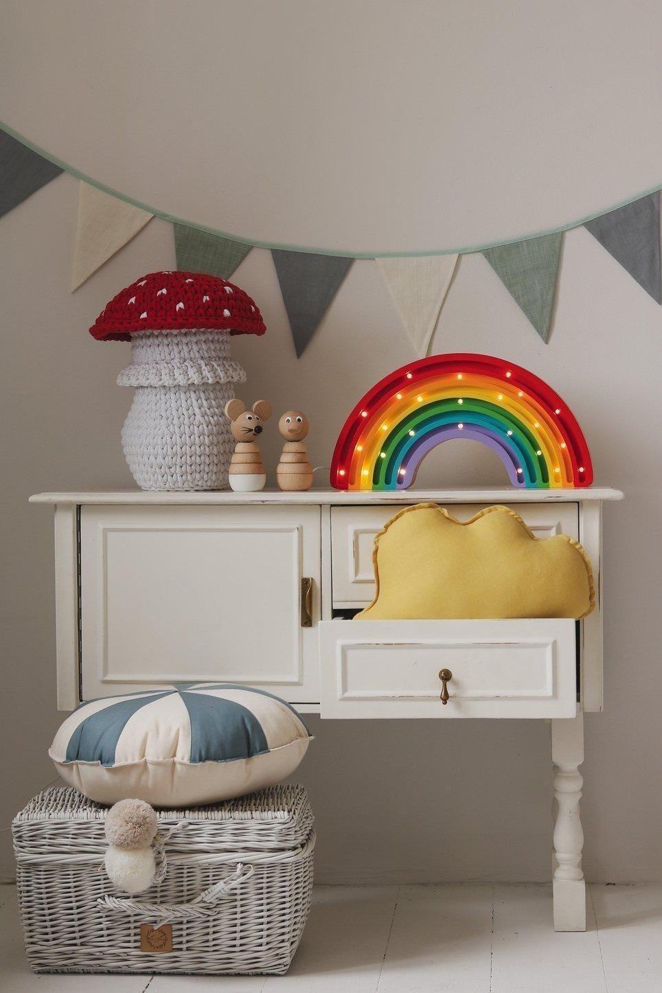 Lifestyle: Cream, Grey and Teal garland in a Scandi-style nursery