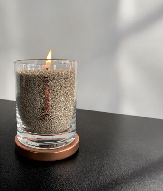 Olive Green unscented powder candle in premium glass container 160g 