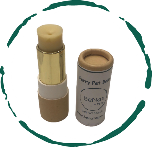 BeNat Pets Furry Pet Balm 0.9 oz packaging for moisturizing dog paws and nose
