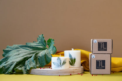 Artisanal packaging of the clary sage soy candle for sustainable gifting