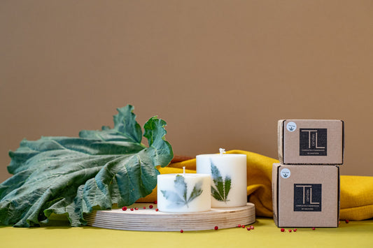 Artisanal packaging of the clary sage soy candle for sustainable gifting