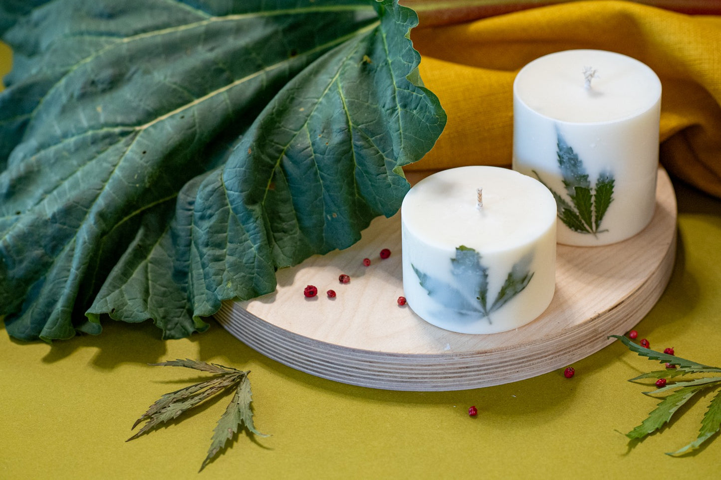 High angle shot of the clary sage candle showing the smooth wax surface