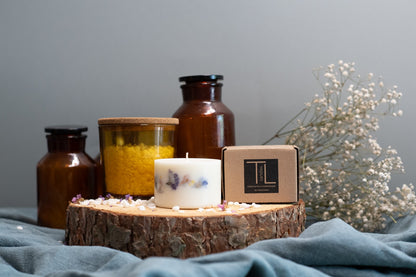 Unscented candle used for a clean toxic-free dinner table setting