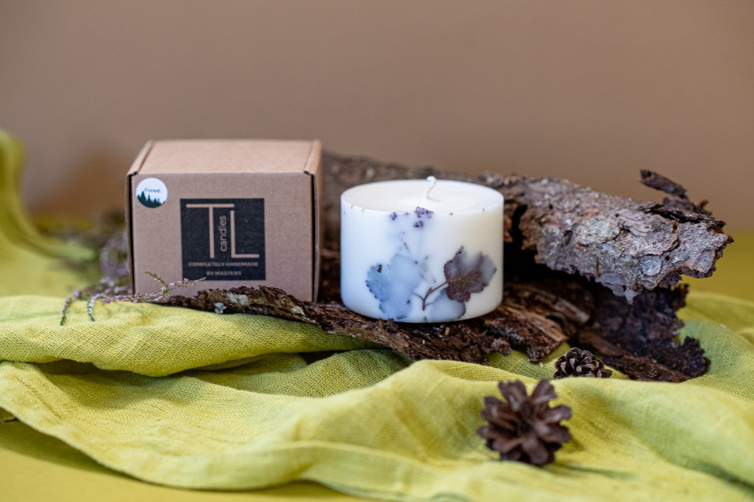 Elegant gift box for the white forest scented soy wax candle