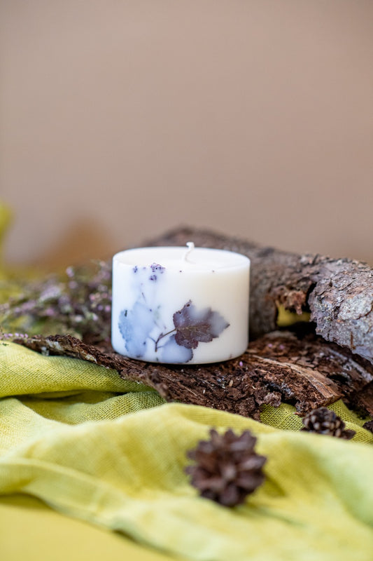 White forest scented natural soy candle handmade by TL Candles