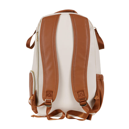 Rear view of the Cappuccino large backpack with padded shoulder straps