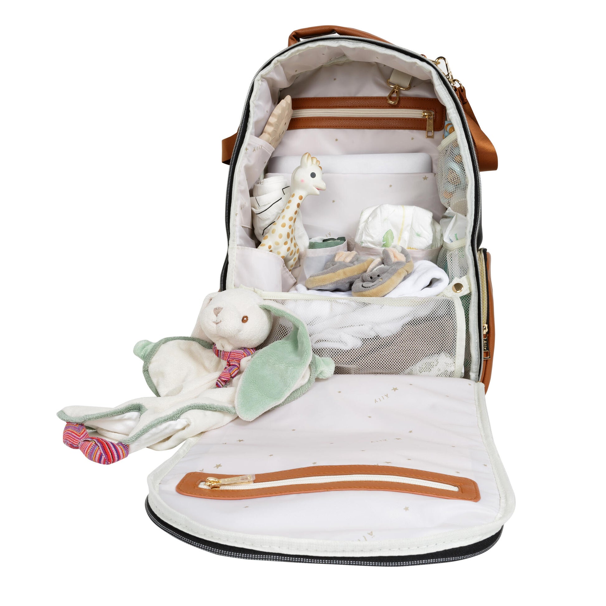 Internal View Large Diaper Backpack in Black Coffee - Ultimate travel companion for parents