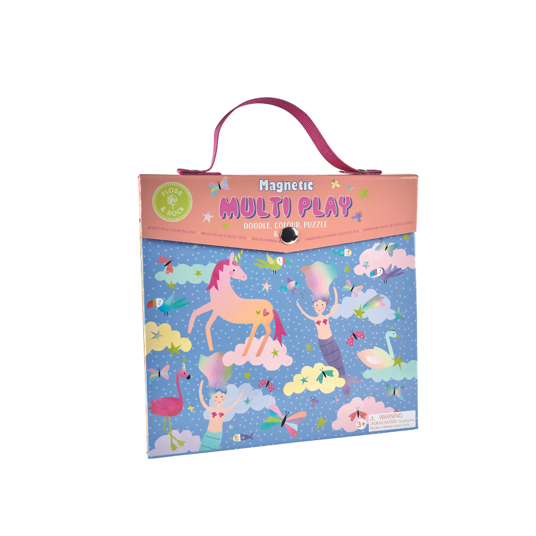 Floss and Rock Magnetic Multiplay Scene - Fantasy, portable travel toy set with magnetic play pieces and multiple themed backgrounds.