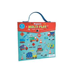 Floss and Rock Magnetic Multiplay Scene - Construction Site, portable travel toy set with magnetic play pieces and multiple themed backgrounds.