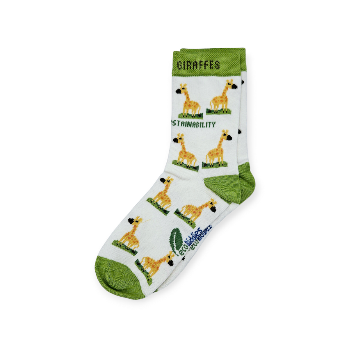 Complete 3-pack bundle set of GOTS organic cotton kids socks featuring butterfly, cheetah, and giraffe designs | Eco Kiddies - Giraffes socks