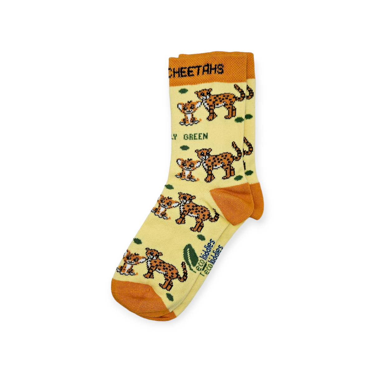 Complete 3-pack bundle set of GOTS organic cotton kids socks featuring butterfly, cheetah, and giraffe designs | Eco Kiddies - Cheetah socks