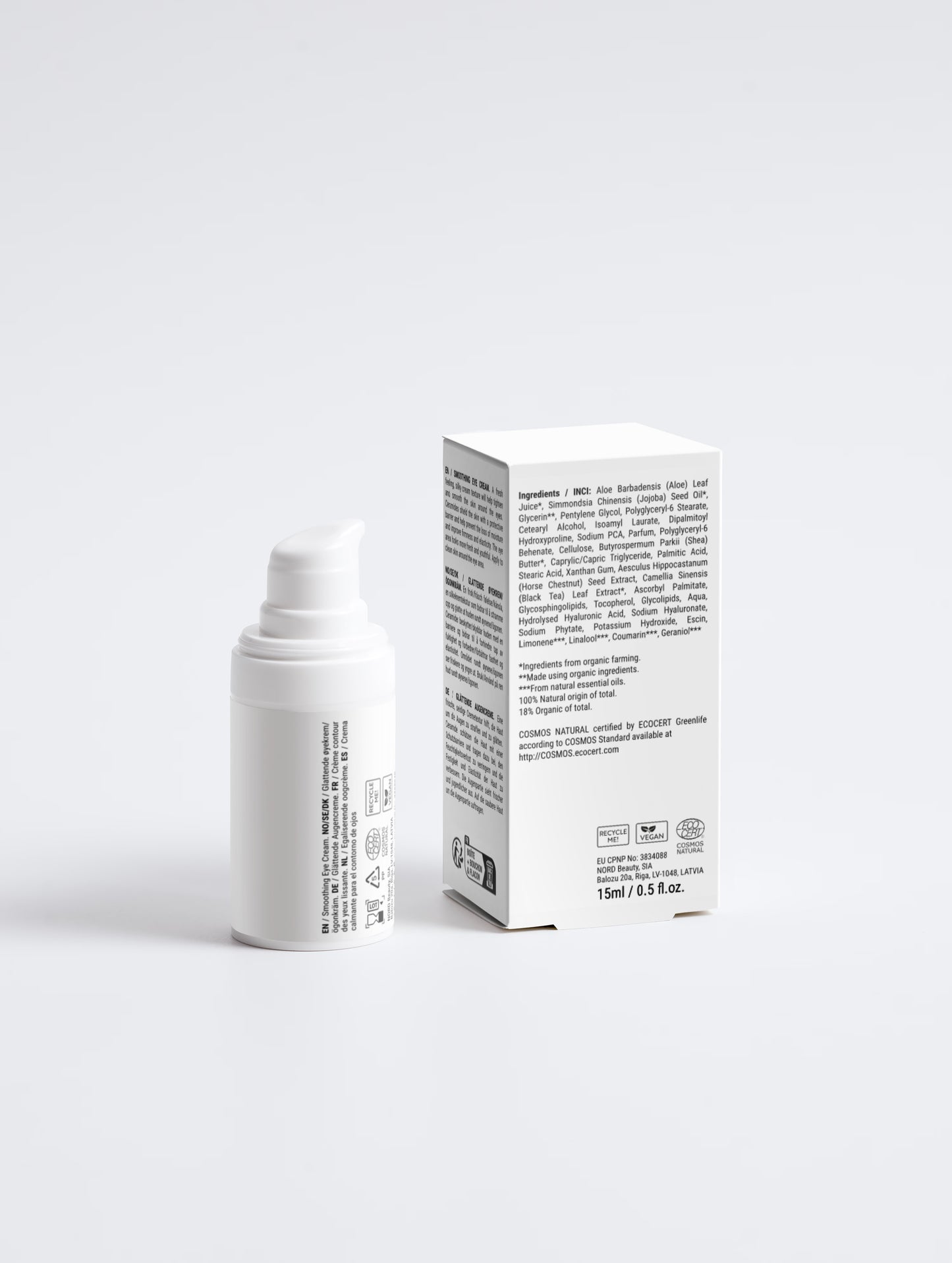 KVIST Smoothing Eye Cream - Back packaging and jar