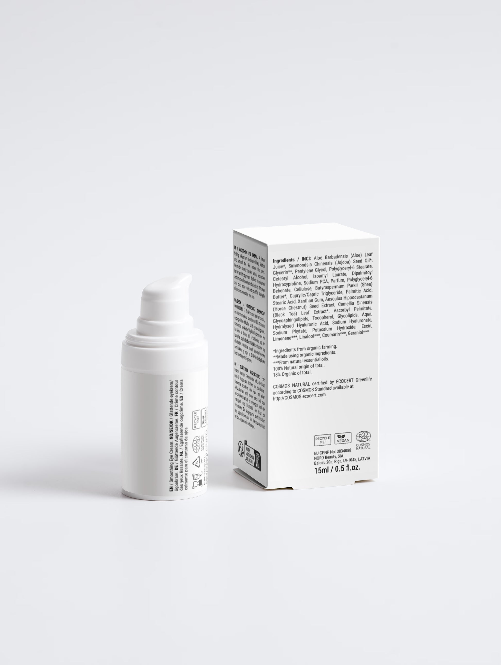 KVIST Smoothing Eye Cream - Back packaging and jar